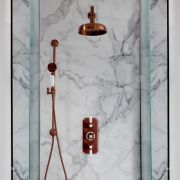 Milano Elizabeth - Brushed Copper Traditional Thermostatic Shower with Riser Rail and Shower Head (2 Outlet)