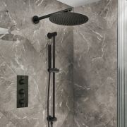 Milano Otto - Modern Thermostatic Shower with Triple Valve, Wall Mounted Shower Head and Riser Rail Kit - Choice of Finish (2 Outlets)