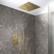 Milano Otto - Modern Thermostatic Shower with Triple Valve, Recessed Shower Head and Hand Shower - Choice of Finish (2 Outlets)