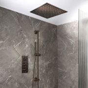 Milano Otto - Modern Thermostatic Shower with Triple Valve, Recessed Shower Head and Riser Rail Kit - Choice of Finish (2 Outlets)