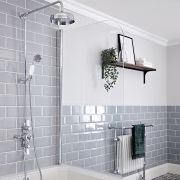 Milano Elizabeth - Chrome and White Traditional Triple Exposed Thermostatic Shower with Grand Rigid Riser Rail (2 Outlet)