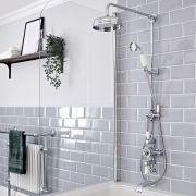 Milano Elizabeth - Chrome and White Traditional Triple Exposed Thermostatic Shower with Grand Rigid Riser Rail and Wall Spout (3 Outlet)