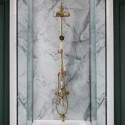 Milano Elizabeth - Brushed Brass Traditional Triple Exposed Thermostatic Shower with Grand Rigid Riser Rail and Wall Spout (3 Outlet)