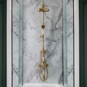 Milano Elizabeth - Brushed Brass Traditional Triple Exposed Thermostatic Shower with Grand Rigid Riser Rail and Bath Spout (3 Outlet)