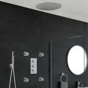 Milano Mirage - Chrome Thermostatic Shower with Diverter, Recessed Shower Head, Hand Shower and Body Jets (3 Outlet)