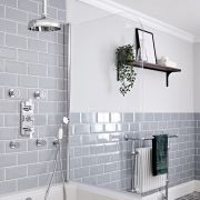 Milano Elizabeth - Chrome and White Traditional Thermostatic Shower with Diverter, Ceiling Mounted Shower Head, Hand Shower and Body Jets (3 Outlet)