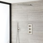 Milano Ashurst - Brushed Nickel Thermostatic Shower with Diverter, Waterblade Shower Head and Hand Shower (3 Outlet)