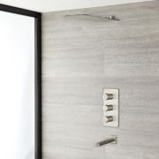 Milano Ashurst - Triple Diverter Thermostatic Shower Valve, Head and Spout - Brushed Nickel (2 Outlet)