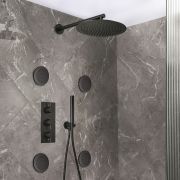 Milano Otto - Modern Thermostatic Shower with Wall Mounted Shower Head, Body Jets and Hand Shower - Choice of Finish (3 Outlets)