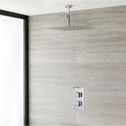Milano Arvo - Chrome Thermostatic Shower with Slim Shower Head and Ceiling Arm (1 Outlet)