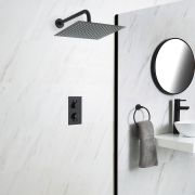 Milano Nero - Black Thermostatic Shower with Square Shower Head (1 Outlet)