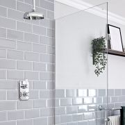 Milano Elizabeth - Chrome and White Traditional Thermostatic Shower with Ceiling Mounted Round Shower Head (1 Outlet)