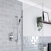 Milano Elizabeth - Chrome and Black Traditional Thermostatic Shower with Round Hand Shower and Riser Rail (1 Outlet)
