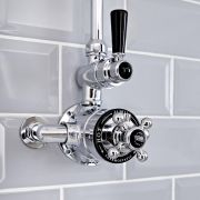 Milano Elizabeth - Traditional Twin Exposed Thermostatic Shower Valve - Chrome and Black