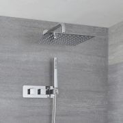 Milano Arvo - Chrome Thermostatic Shower with Diverter, Wall Mounted Shower Head and Hand Shower (2 Outlet)