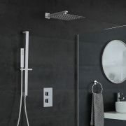 Milano Arvo - Chrome Thermostatic Shower with Diverter, Shower Head, Hand Shower and Riser Rail (2 Outlet)