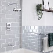 Milano Elizabeth - Chrome and White Traditional Thermostatic Shower with Diverter, Shower Head and Bath Spout (2 Outlet)
