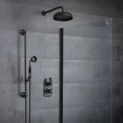 Milano Elizabeth - Black Traditional Thermostatic Shower with Diverter, Shower Head, Hand Shower and Riser Rail (2 Outlet)