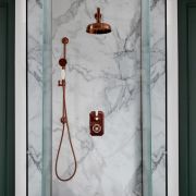 Milano Elizabeth - Brushed Copper Traditional Thermostatic Shower with Diverter, Shower Head, Hand Shower and Riser Rail (2 Outlet)