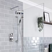 Milano Elizabeth - Chrome and Black Traditional Thermostatic Shower with Diverter, Shower Head, Hand Shower and Riser Rail (2 Outlet)