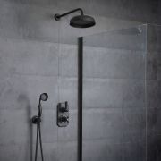 Milano Elizabeth - Black Traditional Thermostatic Shower with Diverter, Shower Head and Hand Shower (2 Outlet)