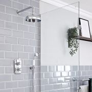 Milano Elizabeth - Chrome and White Traditional Thermostatic Shower with Diverter, Hand Shower and Shower Head (2 Outlet)