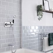 Milano Elizabeth - Chrome and Black Traditional Thermostatic Shower with Diverter, Hand Shower and Bath Spout (2 Outlet)