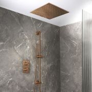 Milano Otto - Modern Thermostatic Shower with Recessed Shower Head and Riser Rail Kit - Choice of Finish (2 Outlets)