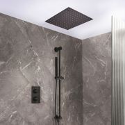 Milano Otto - Modern Thermostatic Shower with Recessed Shower Head and Riser Rail Kit - Choice of Finish (2 Outlets)