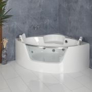 Milano Breeze - Whirlpool Corner Spa Bath - 1400mm x 1400mm - Chrome