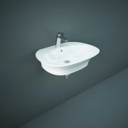RAK Sensation - Gloss White Modern Wall Hung Basin - 650mm x 460mm (1 Tap-Hole)