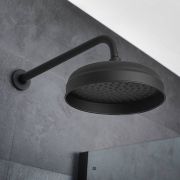 Milano Elizabeth - Black 200mm Traditional Apron Shower Head and Wall Arm