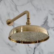 Milano Elizabeth - Brushed Brass 300mm Traditional Apron Shower Head and Wall Arm