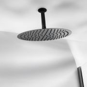 Milano Nero - 300mm Round Shower Head and Ceiling Arm - Black
