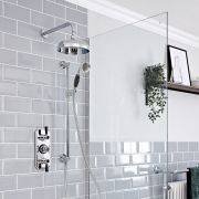Milano Elizabeth - Chrome and Black Traditional Thermostatic Shower System - Choice of Outlets