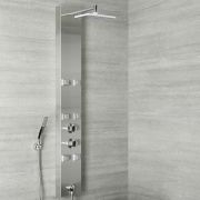 Milano Easton - Modern Exposed Thermostatic Shower Tower Panel with Shower Head, 6 Body Jets and Hand Shower