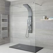 Milano Barton - Modern Shower Tower Panel with Shower Head, Hand Shower and Body Jets - Anthracite