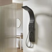 Milano Barton - Modern Shower Tower Panel with Shower Head, Hand Shower and Body Jets - Black
