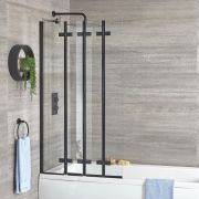 Milano Farington - Standard Single Ended Bath with Black Folding Bath Screen and Side Panel - Choice of Sizes