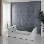 Milano Breeze - Whirlpool Single Ended Spa Bath - 1800mm x 800mm - Chrome