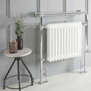 Milano Elizabeth - White Traditional Dual Fuel Heated Towel Rail - 930mm x 790mm - Choice of Wi-Fi Thermostat and Cable Cover