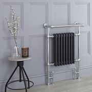 Milano Elizabeth - Anthracite and Chrome Traditional Heated Towel Rail - 930mm x 620mm (With Overhanging Rail)
