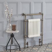Milano Elizabeth - Dark Brushed Brass Traditional Heated Towel Rail - 930mm x 620mm