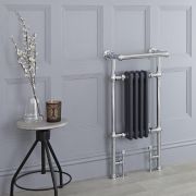 Milano Elizabeth - Anthracite and Chrome Traditional Heated Towel Rail - 930mm x 452mm (With Overhanging Rail)