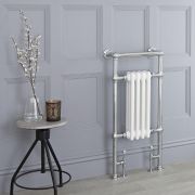 Milano Elizabeth - White and Chrome Traditional Heated Towel Rail - 930mm x 450mm