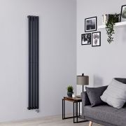 Milano x ECOSO Aruba Slim - Electric Anthracite Vertical Designer Radiator - 1780mm x 236mm (Single Panel) - with Wi-FI Thermostatic Heating Element