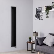 Milano x ECOSO Aruba Slim - Electric- Black Vertical Designer Radiator - 1780mm x 236mm (Single Panel) - with Wi-FI Thermostatic Heating Element