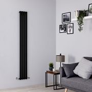 Milano Aruba Slim - Black Space-Saving Vertical Designer Radiator - 1780mm x 236mm (Single Panel)