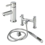 Milano - Modern Round Basin Mixer and Bath Shower Mixer Tap Set - Choice of Finish