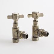 Milano - Brushed Brass Traditional Angled Radiator Valves (Pair)